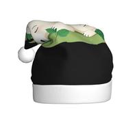 WHJDPP Little white bear sleeping in the jungle Picture Men's and women's plush Christmas hats, adult New Year's holiday party caps