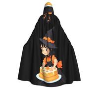 WHJDPP Little witch making cake Printing Halloween Adult Hooded Cloak No Zipper, Comfortable & Durable for Role-Playing