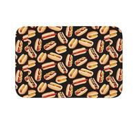 WHJDPP Lock edge floor mat 40x60 in Fun Food Hot Dogs Picture water-absorbent and non-slip soft and comfortable for bathroom and kitchen