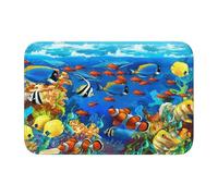 WHJDPP Lock edge floor mat 40x60 in Ocean Tropical Fish Coral Undersea World Picture water-absorbent and non-slip soft and comfortable for bathroom and kitchen