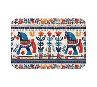 WHJDPP Lock edge floor mat 40x60 in Swedish Dala Horse Folk Picture water-absorbent and non-slip soft and comfortable for bathroom and kitchen