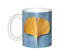 WHJDPP Lonely Ginkgo Leaves Picture mug ceramic Mugs for cappuccino, latte, cereal, yogurt, milk, hot or cold drinks Micro-wave oven