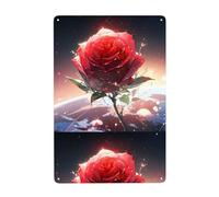 WHJDPP Lonely Rose on the Planet Picture Tin decorative painting 8x12in Made of tinplate, wear-resistant and durable