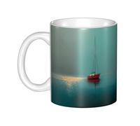 WHJDPP Lonely Sailboat Picture mug ceramic Mugs for cappuccino, latte, cereal, yogurt, milk, hot or cold drinks Micro-wave oven