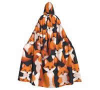 WHJDPP lots of cartoon little foxes Picture Halloween Adult Hooded Cape Cloak with Bow Tie for Costume Parties, Cosplay