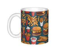 WHJDPP Lots of tasty food Picture mug ceramic Mugs for cappuccino, latte, cereal, yogurt, milk, hot or cold drinks Micro-wave oven