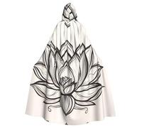 WHJDPP Lotus Flower Namaste Prints Hooded Cloak for Halloween, Role-playing, and Costume Parties - Comfortable and Durable