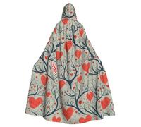 WHJDPP Love Tree Printing Adult Hooded Cloak is a super large, comfortable, and durable Halloween hooded poncho