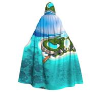 WHJDPP Maldives Scenery Printed Halloween Adult Hooded Cape Cloak - Super Large Hooded Cloak No Zipper