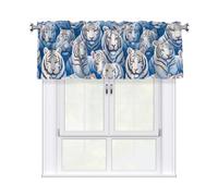 WHJDPP Many White Tigers Prints Charming Kitchen Window Cover - 54x18 Inch Peach Skin Valance with Decorative Print