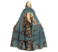 WHJDPP Mechanical Elephant Picture Adult Hooded Cloak is a super large, comfortable, and durable Halloween hooded poncho
