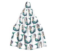 WHJDPP Mermaid Tail Prints Halloween Adult Hooded Cloak for Costume Parties and Theme Events