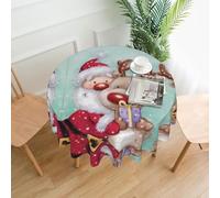 WHJDPP Merry Christmas Prints 60 Inch Round Table Throw - Waterproof Table Cover for Dining Table, Coffee Table, Party & Outdoor Use - Soft & Wrinkle Resistant Decor
