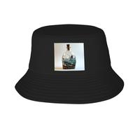 WHJDPP Message in a Bottle at sea Picture Adult Fisherman's Hat for Men and Women Foldable Headwear for Outdoor Activities Black