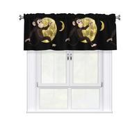 WHJDPP Monkey Who Stole The Moon Prints Charming Kitchen Window Cover - 54x18 Inch Peach Skin Valance with Decorative Print