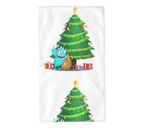 WHJDPP Monster Under The Christmas Tree Picture Towel Towels 27.5x16in Skin-Friendly Absorbent Fluffy and Soft for Bathroom, Beach, Outdoors