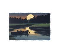 WHJDPP Moonlit Canoe River Pattern Placemats for Dining Table Set of 6 12x18in Heat Resistant, Washable, and Durable Placemats for Kitchen, Home, Hotel