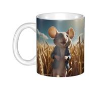 WHJDPP Mouse on the wheat field Picture mug ceramic Mugs for cappuccino, latte, cereal, yogurt, milk, hot or cold drinks Micro-wave oven