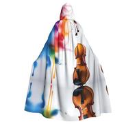 WHJDPP Music violin Printing Halloween Adult Hooded Cape Cloak for wear during Halloween, role-playing