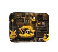 WHJDPP Mustard Yellow and Black Pattern Portable Laptop Sleeve Case 12 inch for Shockproof Protection and Lightweight Travel