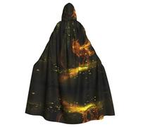 WHJDPP Mysterious Nine-Tailed Fox Picture Adult Hooded Cloak is a super large, comfortable, and durable Halloween hooded poncho