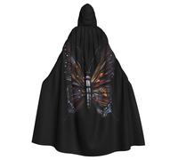 WHJDPP Mystery Butterfly Printed Halloween Adult Hooded Cape Cloak - Super Large Hooded Cloak No Zipper