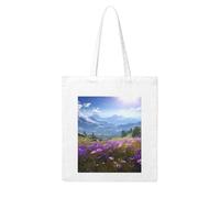 WHJDPP Nature Purple Flowers Meadow Mountain Scenic Picture Woman Canvas Tote Bag Strong and durable for traveling, shopping, Daily One Size