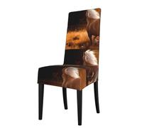 WHJDPP Nature Scenic Horse Pattern dining chair cover is easy to disassemble and made of high resilience fabric that is wear-resistant