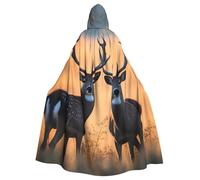 WHJDPP Nature wild Animal Deers Printed Halloween Adult Hooded Cape Cloak - Super Large Hooded Cloak No Zipper