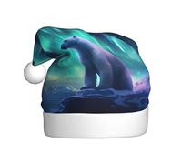 WHJDPP Northern Lights Polar Bear Printed Christmas Hat for Adult Festive Celebrations as a Gift for Men and Women