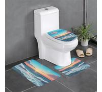 WHJDPP Ocean Pictures Printing Bathroom Anti Slip Quick Drying Three Piece Set, Slip Quick Drying Durable Shower Bath mat