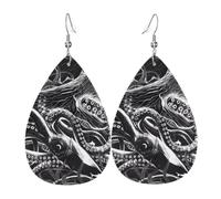 WHJDPP ocean scratchboard art Prints Drip Earrings - Faux Leather Charms for Women - Lightweight Dangling Jewelry - Party & Holiday Accents
