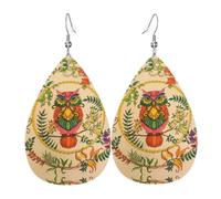 WHJDPP Owl Beliefs Prints Teardrop Leather Earrings - Lightweight Dangle Earrings for Women, Vivid Faux Leather Drops with Silver Plated Hooks, Eye-Catching Party