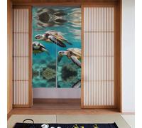 WHJDPP Palm Trees and Sea Turtles Diving Underwater Pattern Curtain two Pieces Spliced 34x56in Fabric curtains, room dividers for Hanging Between Rooms, at Doorways