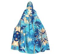 WHJDPP palm trees and sea turtles diving underwater Prints Halloween Adult Hooded Cloak for Costume Parties and Theme Events