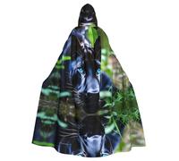 WHJDPP Panther With Blue Eyes Prints Halloween Adult Hooded Cloak for Costume Parties and Theme Events