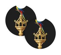 WHJDPP Parrot on the bell tower Pattern Car Coasters Set of 2 - Durable Rubber Cup Holder Protectors, Waterproof & Odorless for All Vehicles