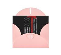 WHJDPP Pink Greeting Card Firefighter Axe Red Line Flag Printing 4x6in for Christmas, children's birthdays, Valentine's Day, wedding anniversaries, and party invitations