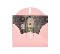 WHJDPP Pink Greeting Card Floor Landscape Mushroom Lantern Printing 4x6in for Christmas, children's birthdays, Valentine's Day, wedding anniversaries, and party invitations
