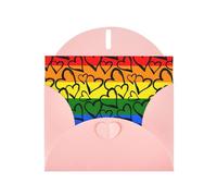 WHJDPP Pink Greeting Card Gay Pride Rainbow Pattern Printing 4x6in for Christmas, children's birthdays, Valentine's Day, wedding anniversaries, and party invitations
