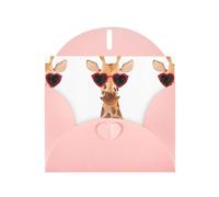 WHJDPP Pink Greeting Card Giraffe Printing 4x6in for Christmas, children's birthdays, Valentine's Day, wedding anniversaries, and party invitations
