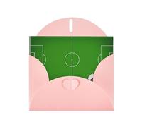 WHJDPP Pink Greeting Card Green Grass Field Soccer Playground The Ball Printing 4x6in for Christmas, children's birthdays, Valentine's Day, wedding anniversaries, and party invitations