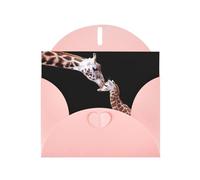 WHJDPP Pink Greeting Card Mother Baby Giraffe Printing 4x6in for Christmas, children's birthdays, Valentine's Day, wedding anniversaries, and party invitations