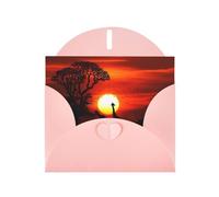 WHJDPP Pink Greeting Card Natural sunset giraffe Printing 4x6in for Christmas, children's birthdays, Valentine's Day, wedding anniversaries, and party invitations