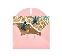 WHJDPP Pink Greeting Card Turtle crawling on the beach Printing 4x6in for Christmas, children's birthdays, Valentine's Day, wedding anniversaries, and party invitations