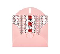 WHJDPP Pink Greeting Card Ukrainian Embroidery Style Rose Printing 4x6in for Christmas, children's birthdays, Valentine's Day, wedding anniversaries, and party invitations