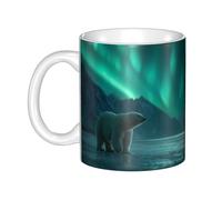 WHJDPP Polar Bear in the Northern Lights Picture mug ceramic Mugs for cappuccino, latte, cereal, yogurt, milk, hot or cold drinks Micro-wave oven