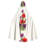 WHJDPP poppy flower Prints Hooded Cloak - Long, Comfortable Cosplay Throw