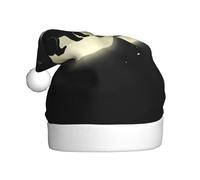 WHJDPP Puppy shadow in the moon Picture Men's and women's plush Christmas hats, adult New Year's holiday party caps