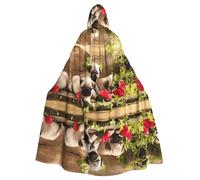 WHJDPP Puppys Pug Picture Halloween Adult Hooded Cape Cloak - Super Large Hooded Cloak No Zipper